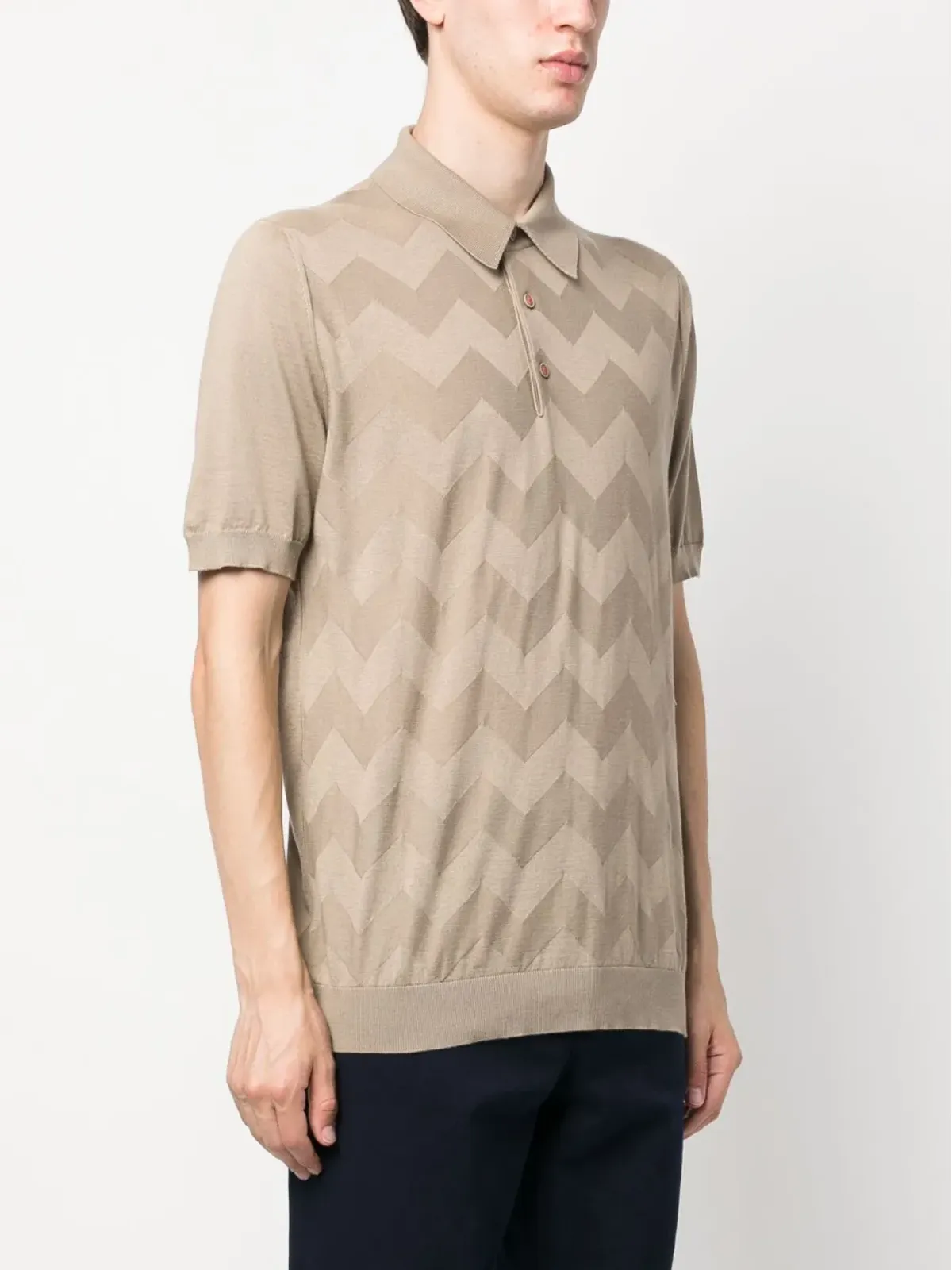 Kiton 波柄ショートスリーブポロシャツ - 画像3