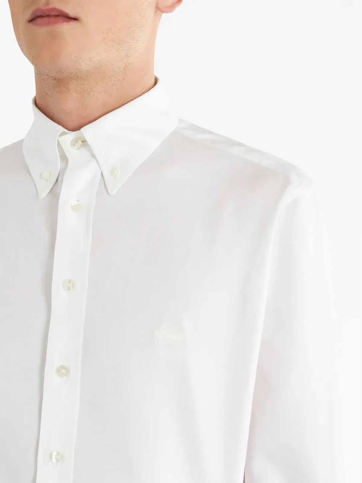 ETRO ペガソモチーフ刺繍コットンシャツ - White - 画像4