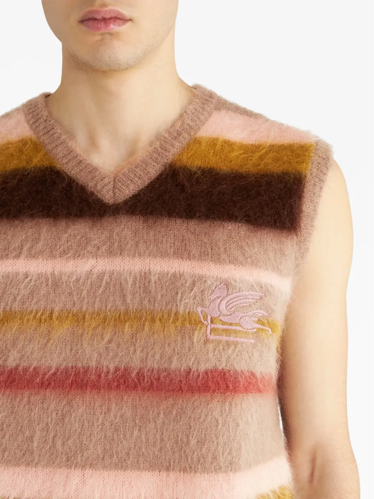 ETRO ロゴ刺繍モヘア混ノースリーブジャンパー - 画像4