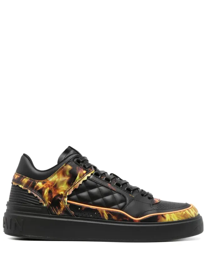 BALMAIN Balmain B-Court フレイムプリント レザー スニーカーの商品画像