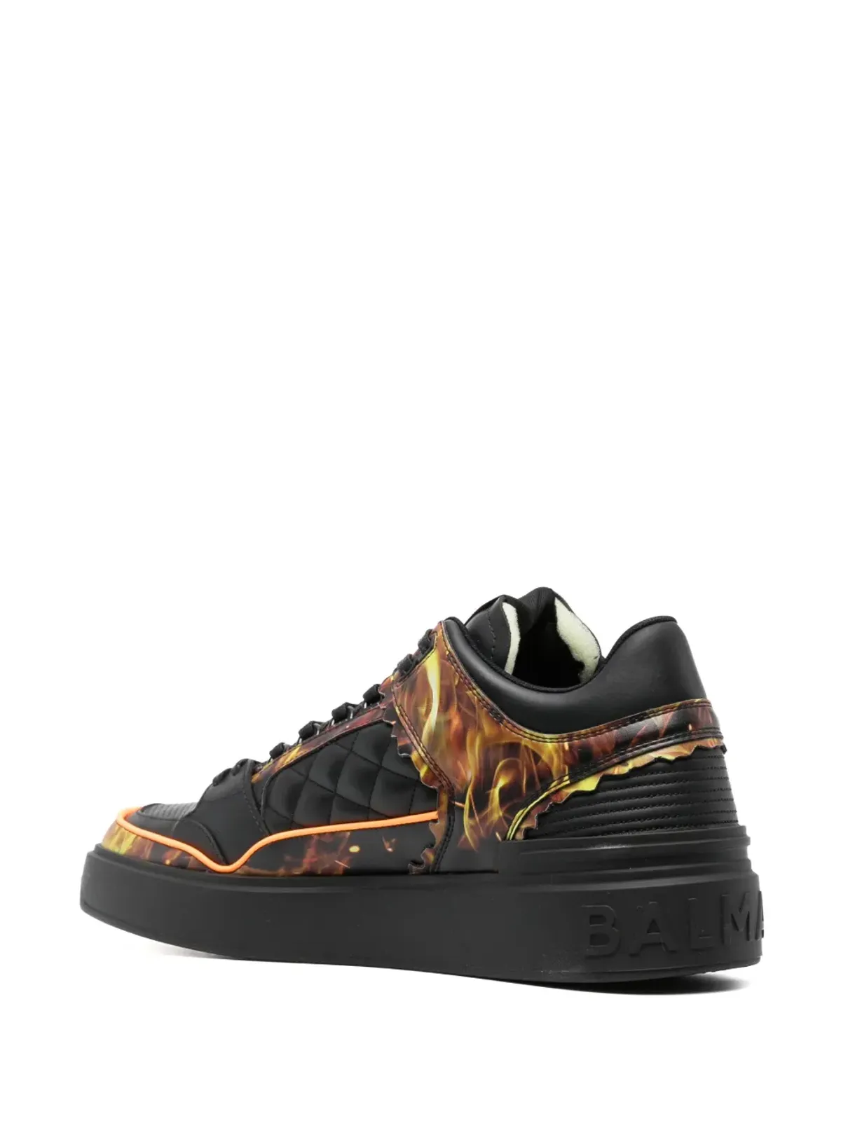 Balmain B-Court フレイムプリント レザー スニーカー - 画像3