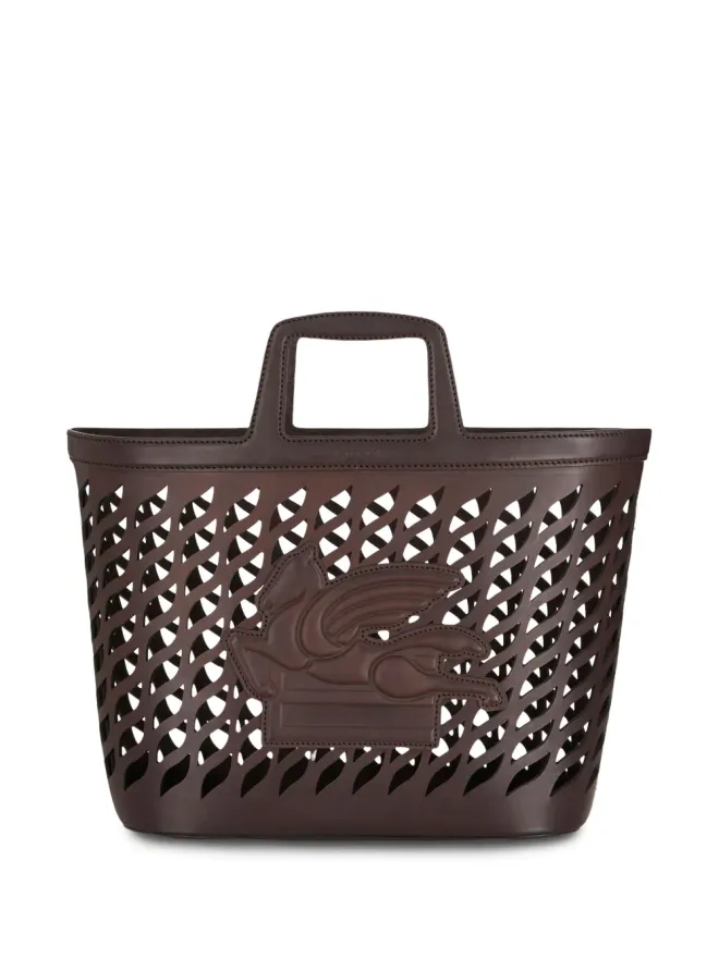 ETRO ETRO Pegaso-motif laser-cut tote - Brownの商品画像