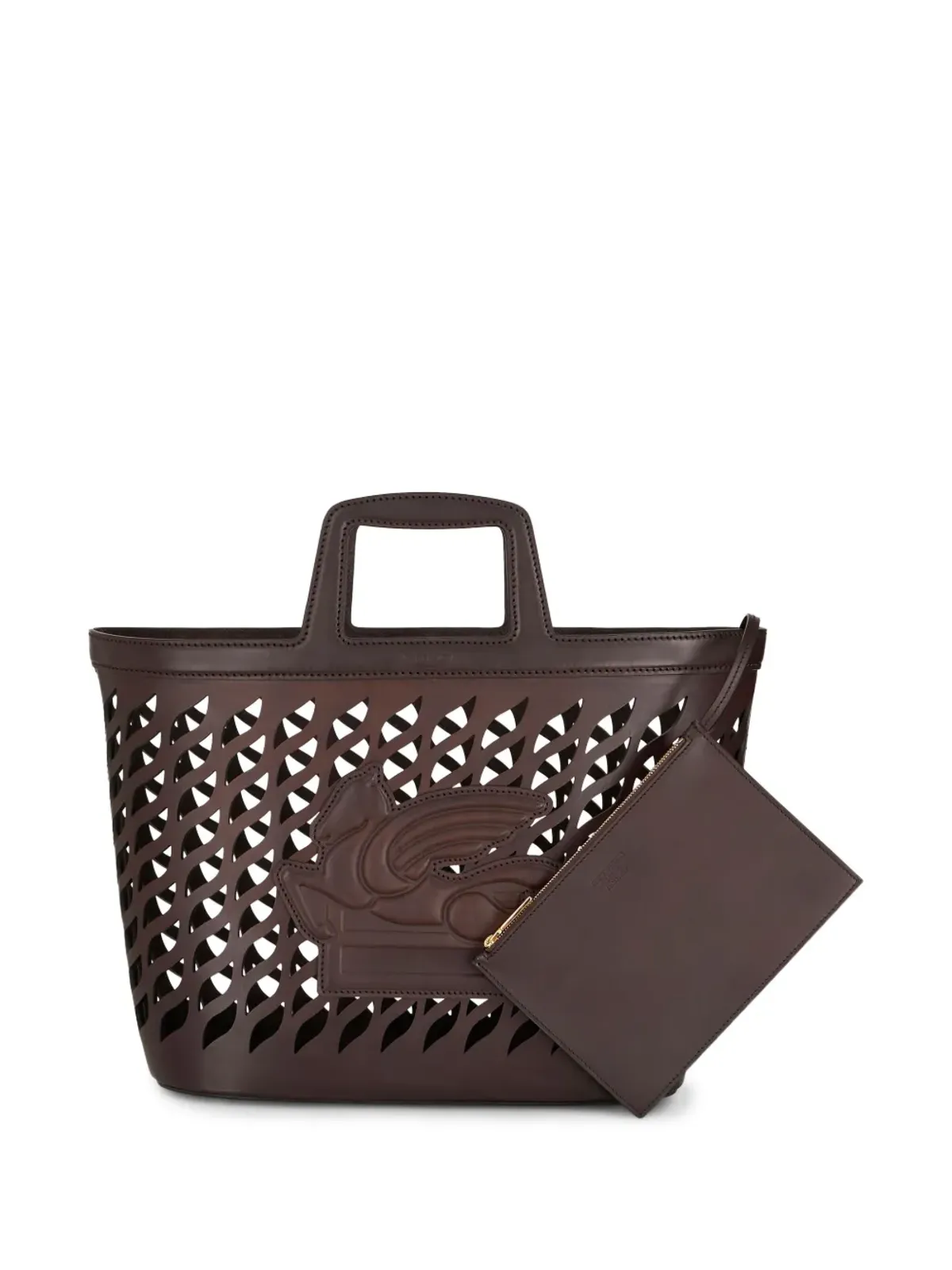 ETRO Pegaso-motif laser-cut tote - Brown - 画像3