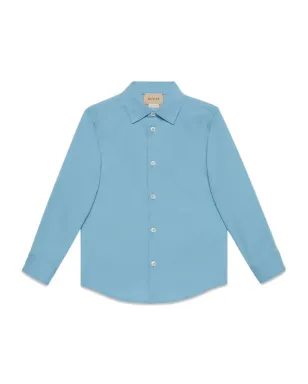 Gucci Kids インター ロッキングG コットンシャツ ブルー - サムネイル1