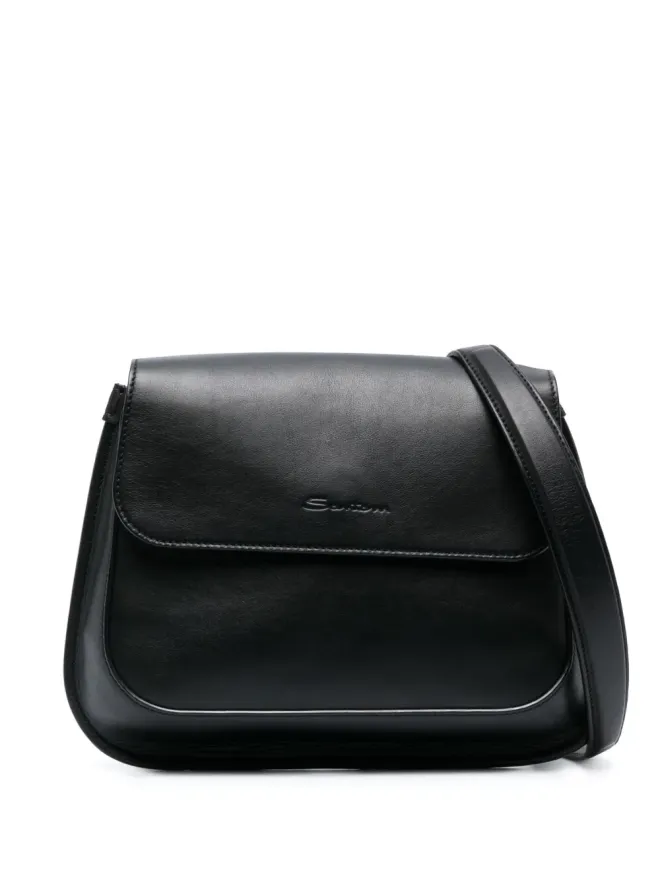 Santoni Santoni ロゴデボスド レザー ショルダーバッグ - ブラックの商品画像