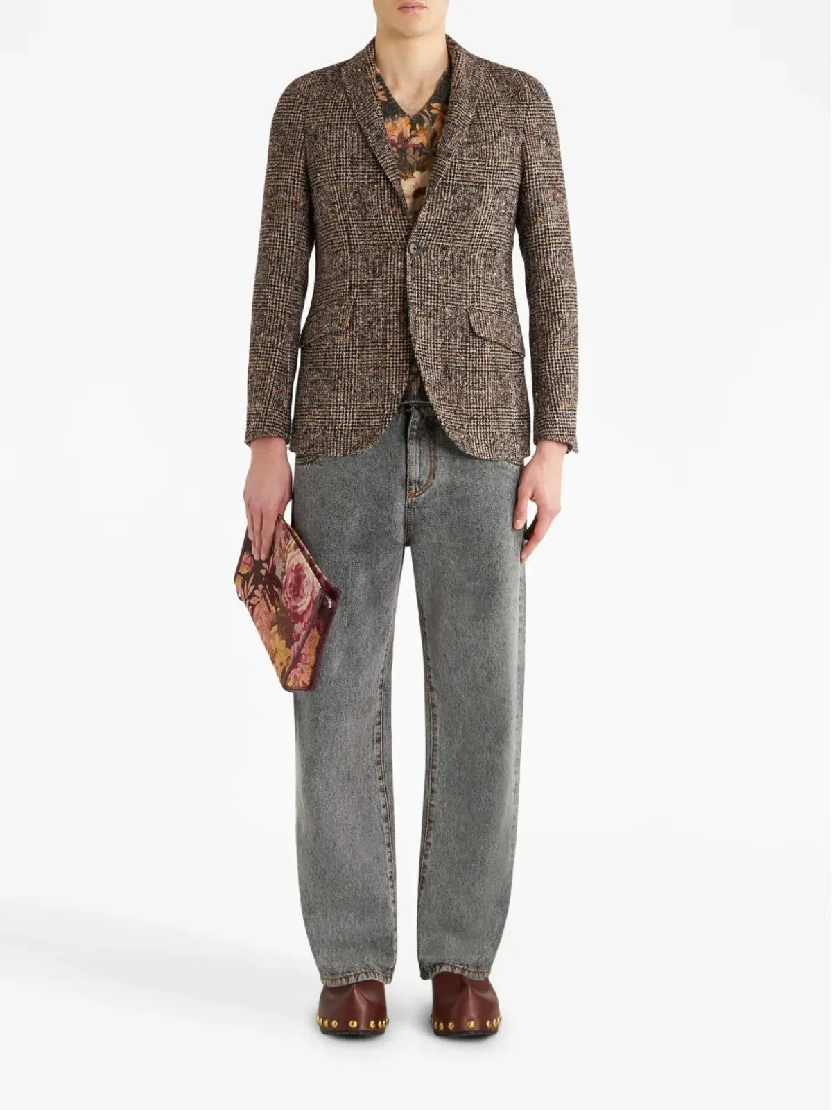 ETRO ノッチドラペル チェック柄ブレザー - ブラウン - 画像2