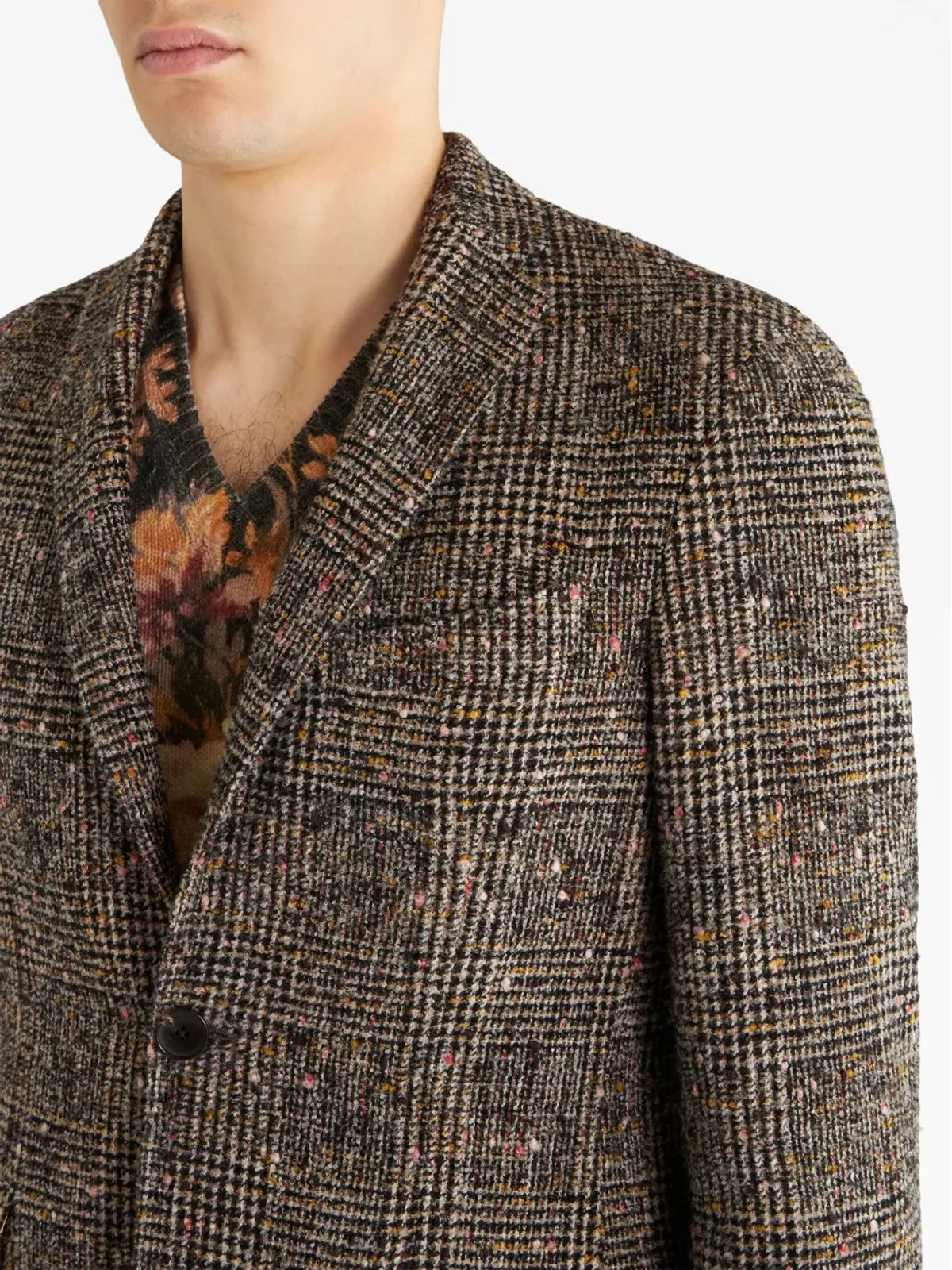 ETRO ノッチドラペル チェック柄ブレザー - ブラウン - 画像4