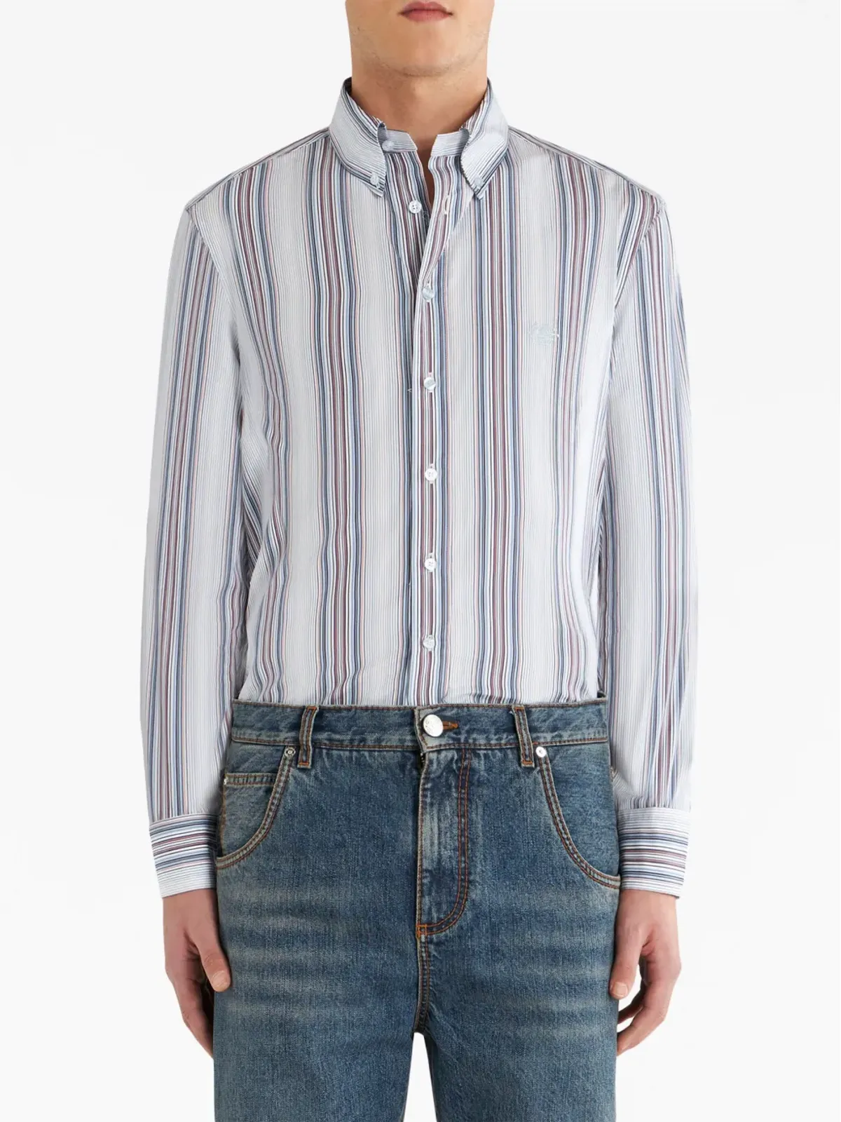 ETRO ストライプ柄コットンシャツ - ホワイト - 画像2