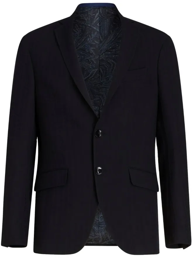 ETRO ETRO ノッチドラペル ヴァージンウール混紡ブレザー - ブラックの商品画像