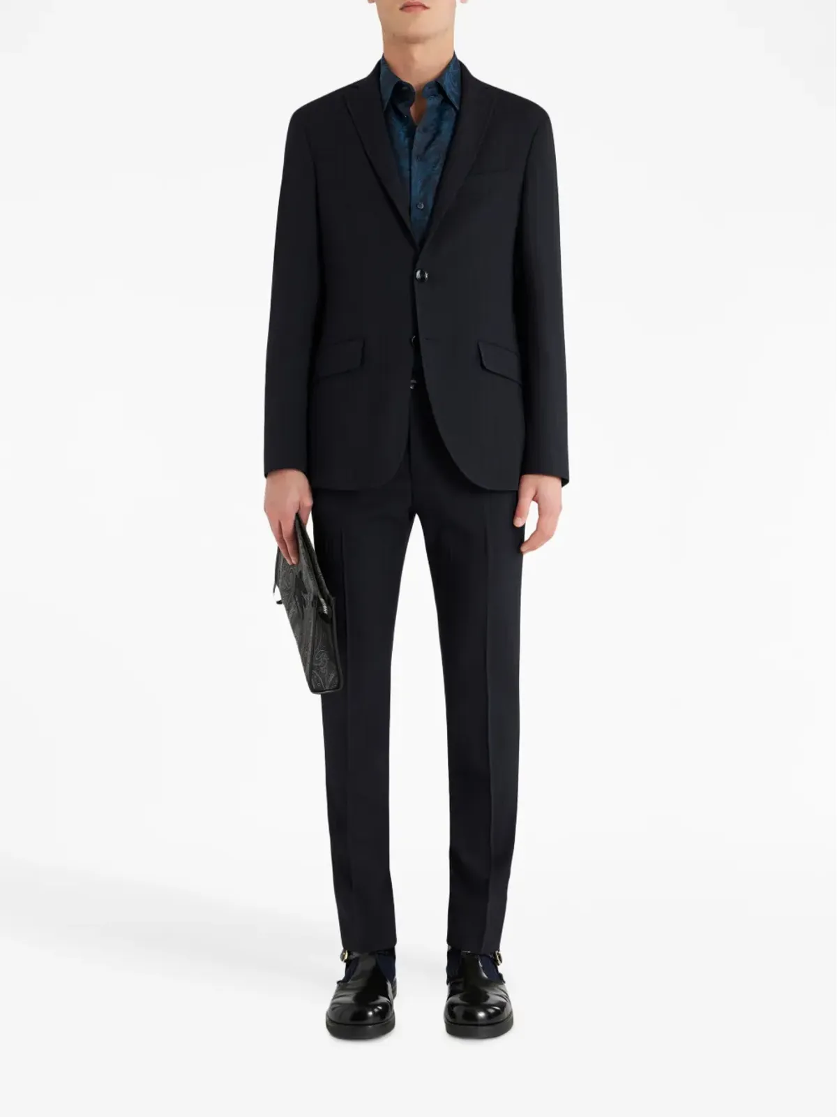 ETRO ノッチドラペル ヴァージンウール混紡ブレザー - ブラック - 画像4