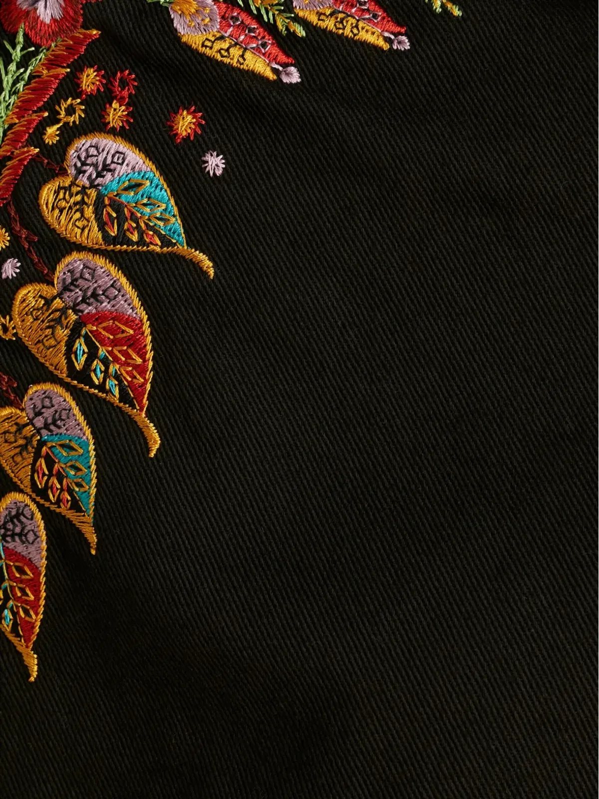 ETRO 葉柄刺繍入りミッドライズ・フレアジーンズ（ブラック） - 画像5