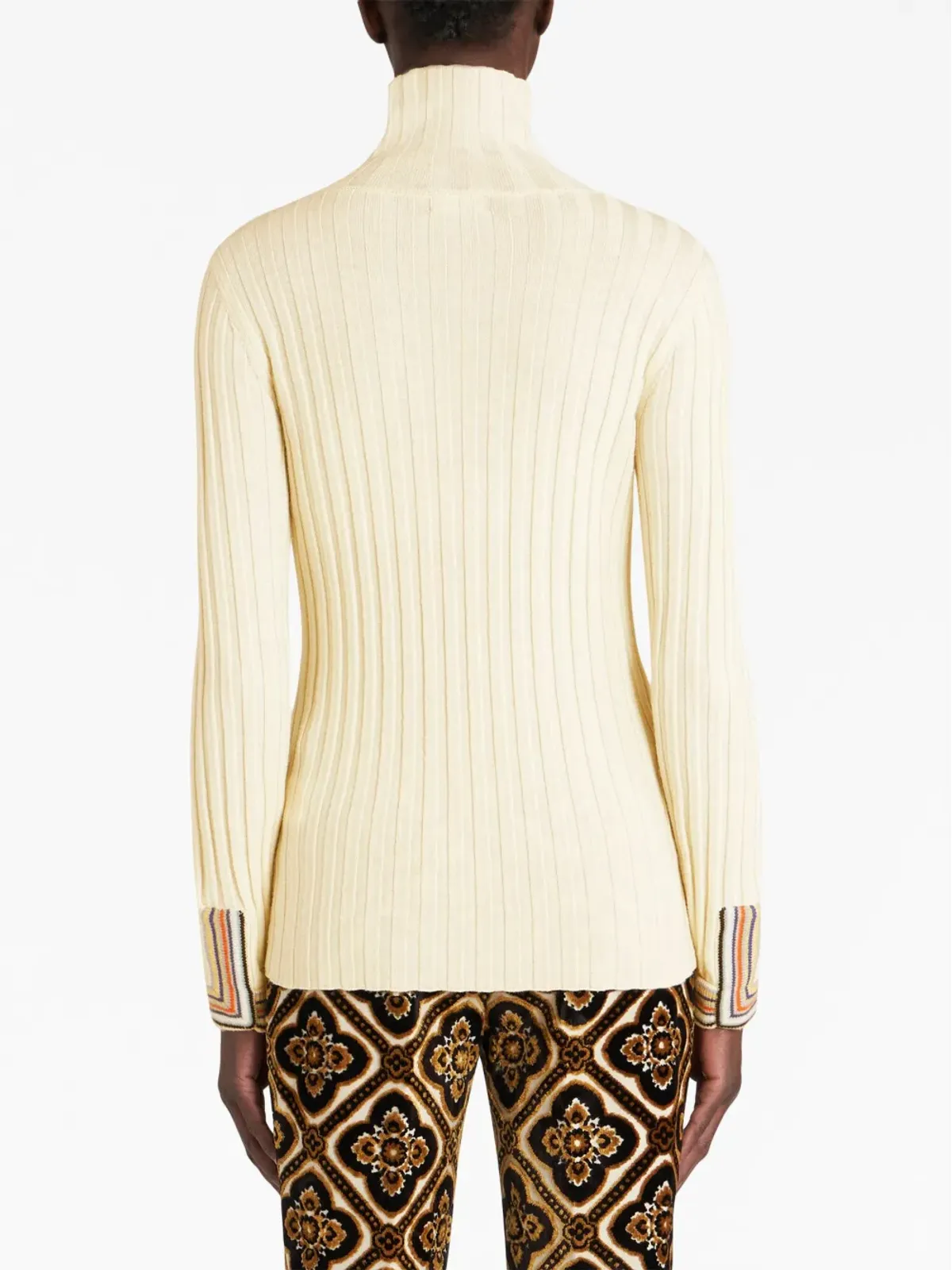 ETRO リブ編みストライプ縁のニットセーター - 画像3