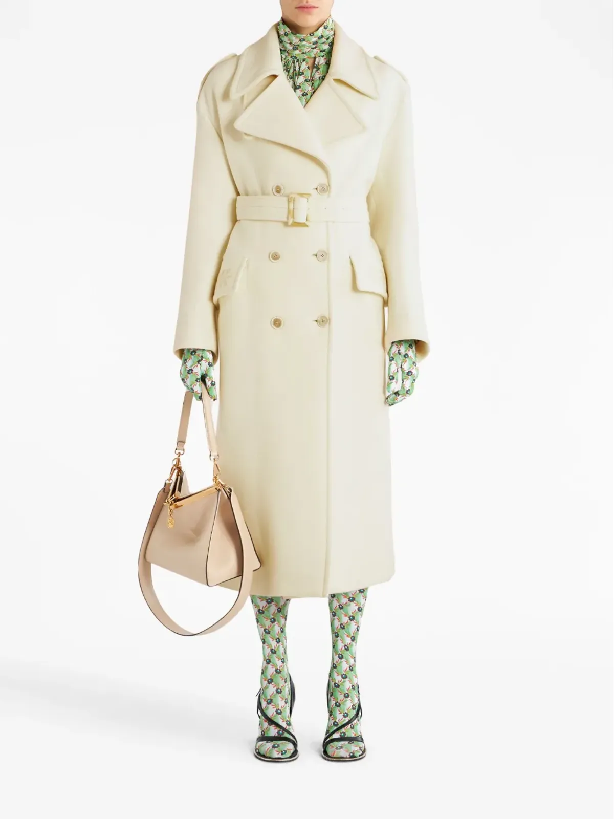 ETRO ベルト付き ウール ダブルブレスト コート - Neutrals - 画像2