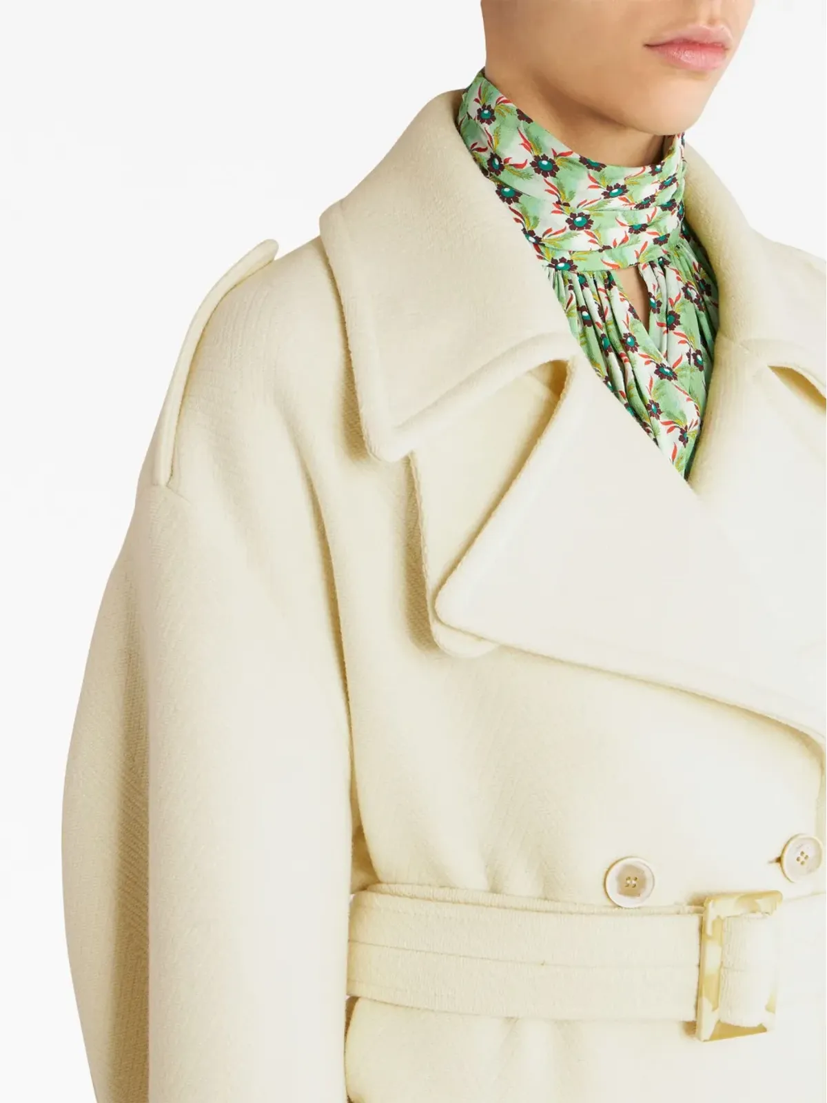 ETRO ベルト付き ウール ダブルブレスト コート - Neutrals - 画像4