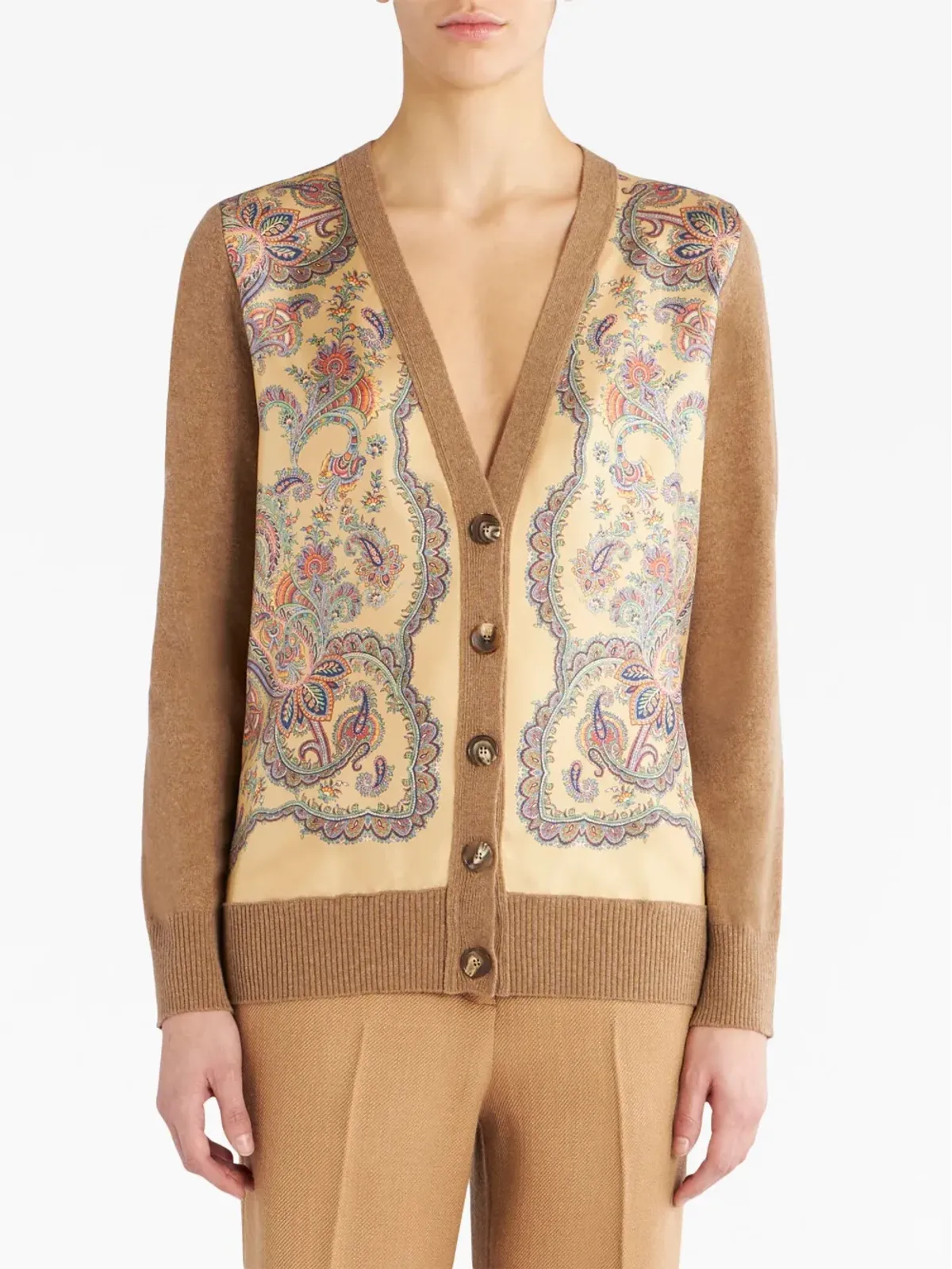 ETRO 花柄プリントパネル編みカーディガン - 画像2