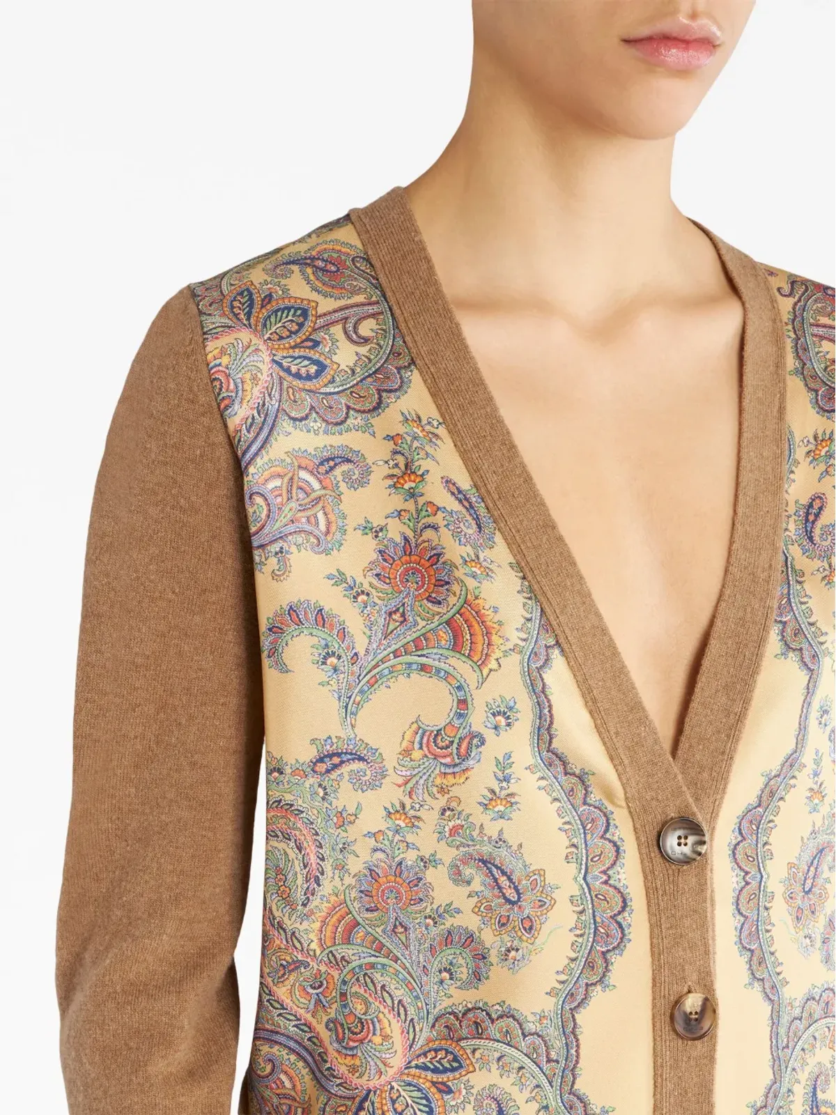 ETRO 花柄プリントパネル編みカーディガン - 画像4