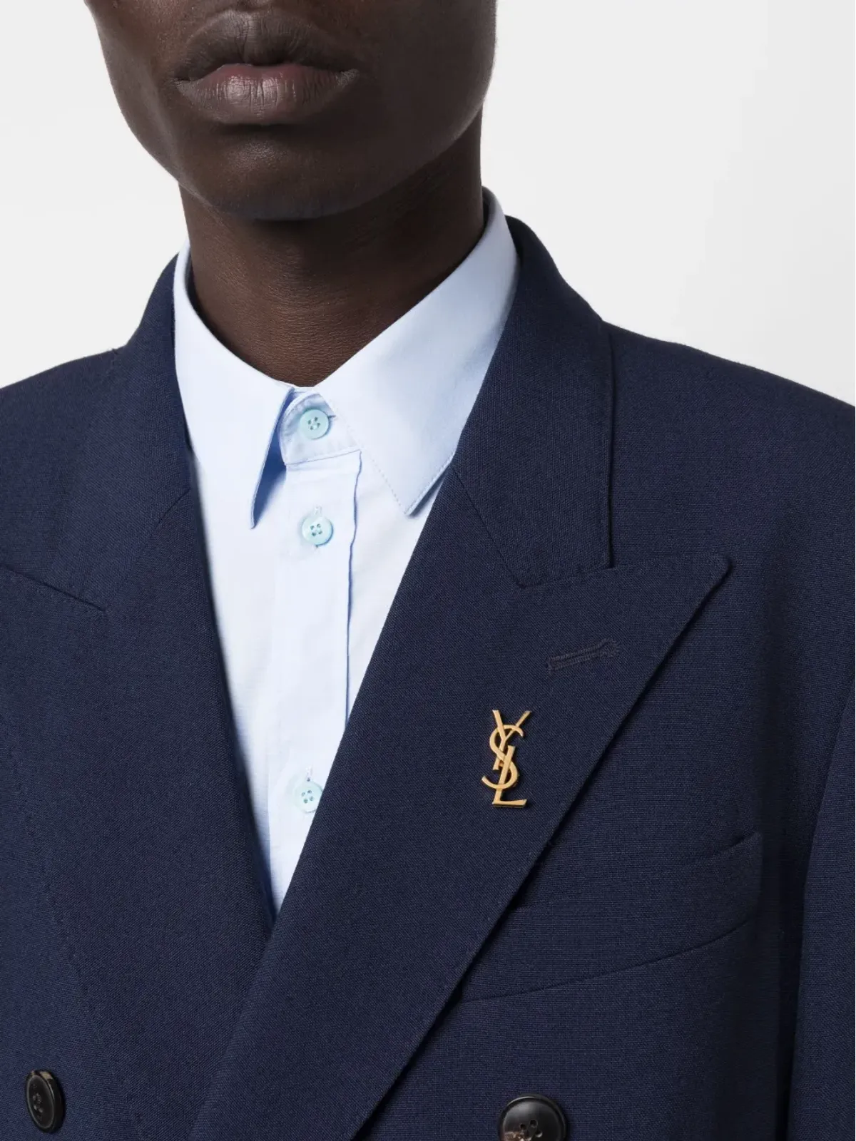 Saint Laurent Pre-Owned 1990 logo brooch - Gold - 画像2