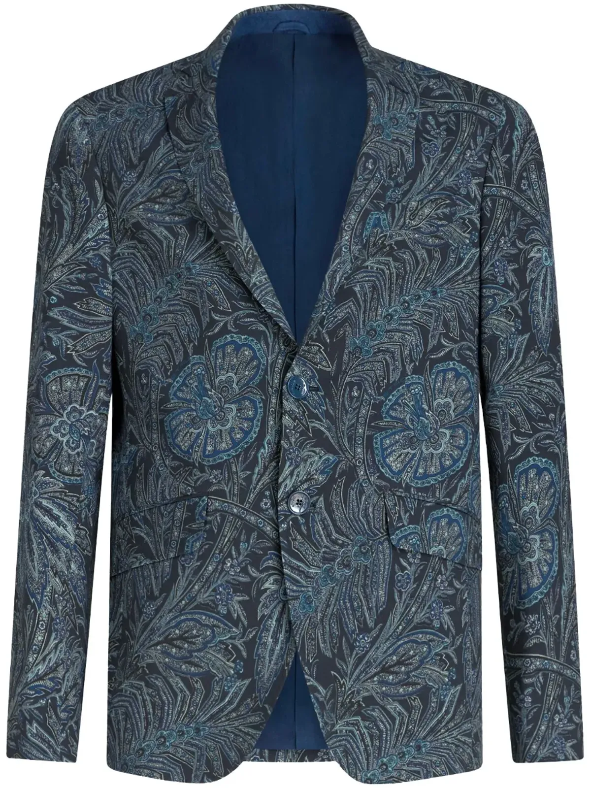 ETRO シングルブレスト花柄プリントジャケット（ブルー） - 画像1