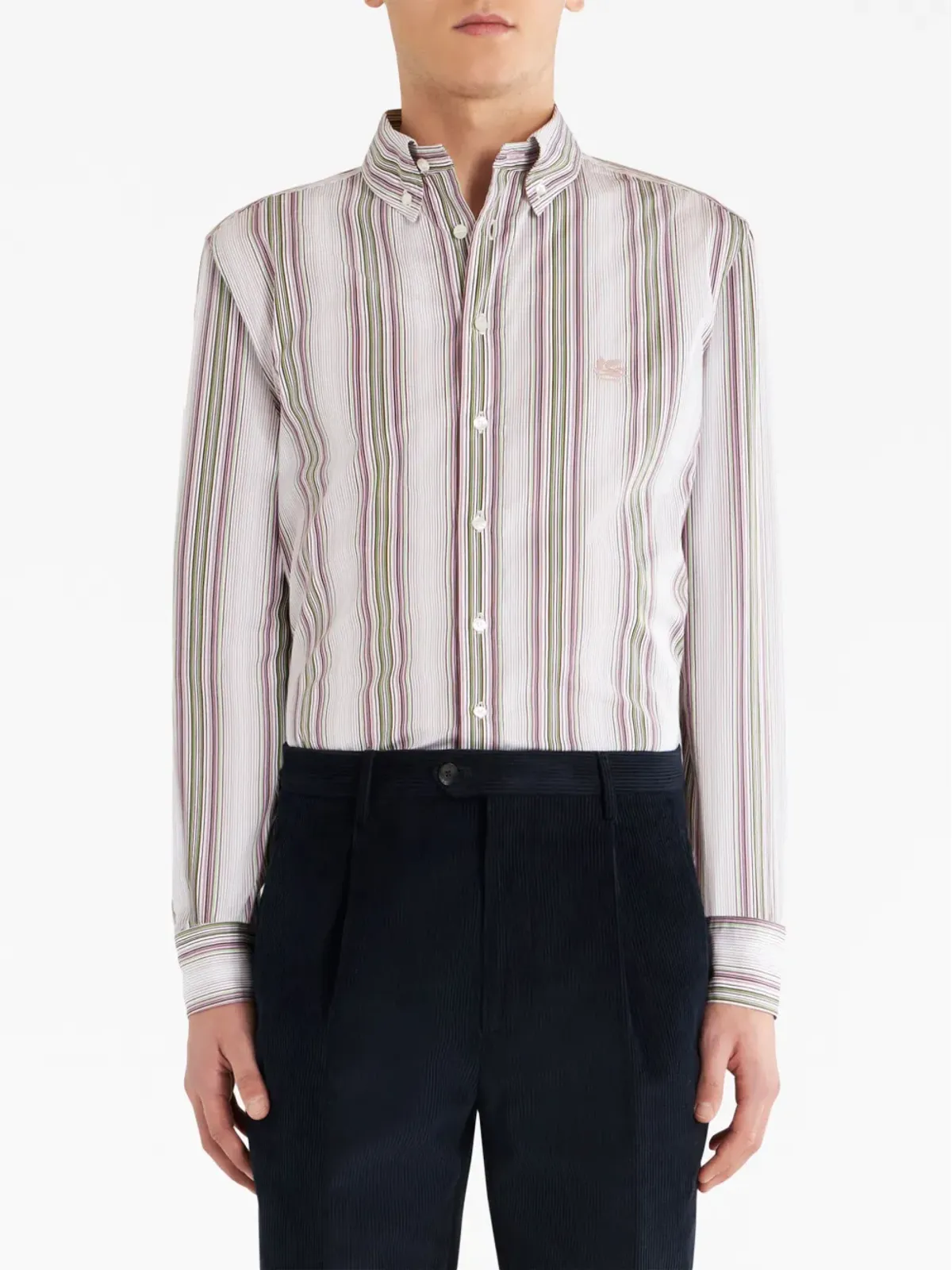 ETRO ストライププリント ボタンダウンシャツ - 画像2