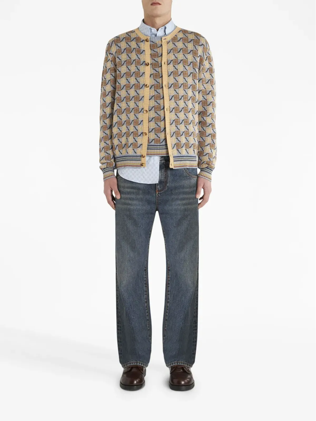 ETRO ワイドレッグ クロップド コットン ジーンズ - 画像2
