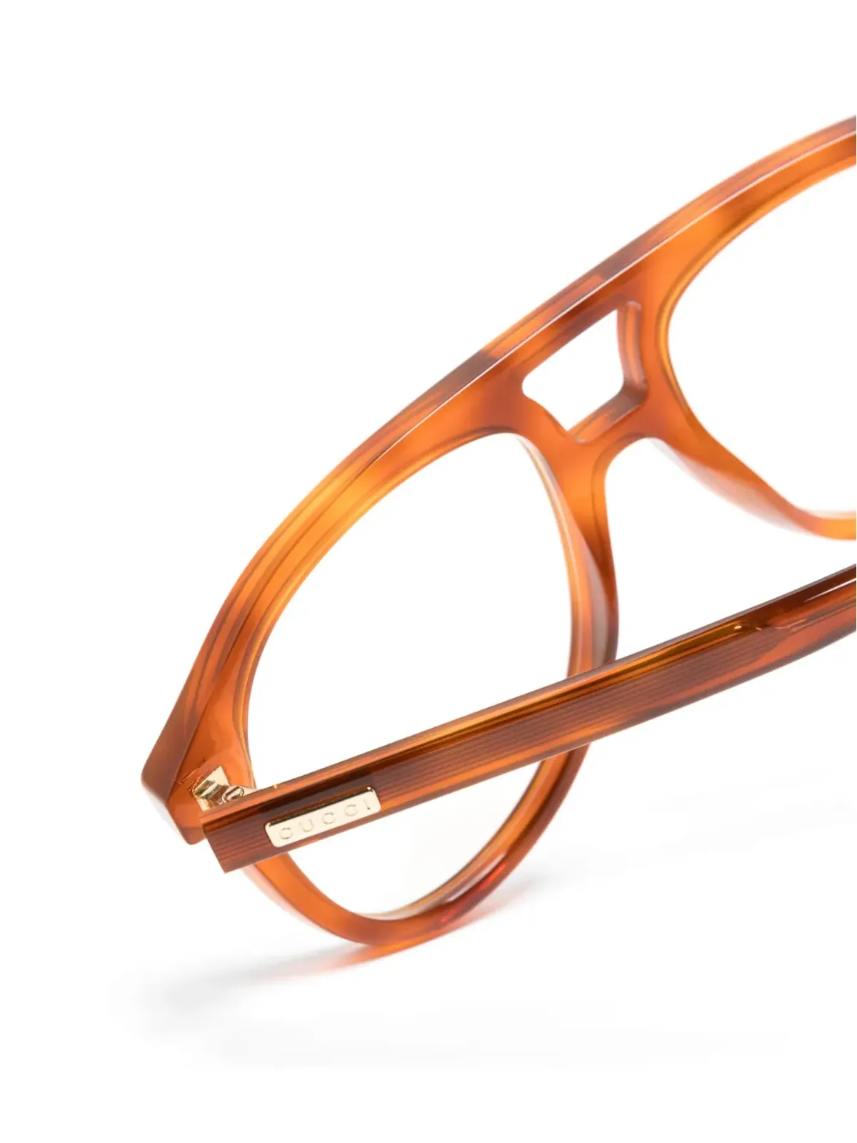 Gucci Eyewear ロゴプレート パイロットフレーム メガネ - ブラウン - 画像3