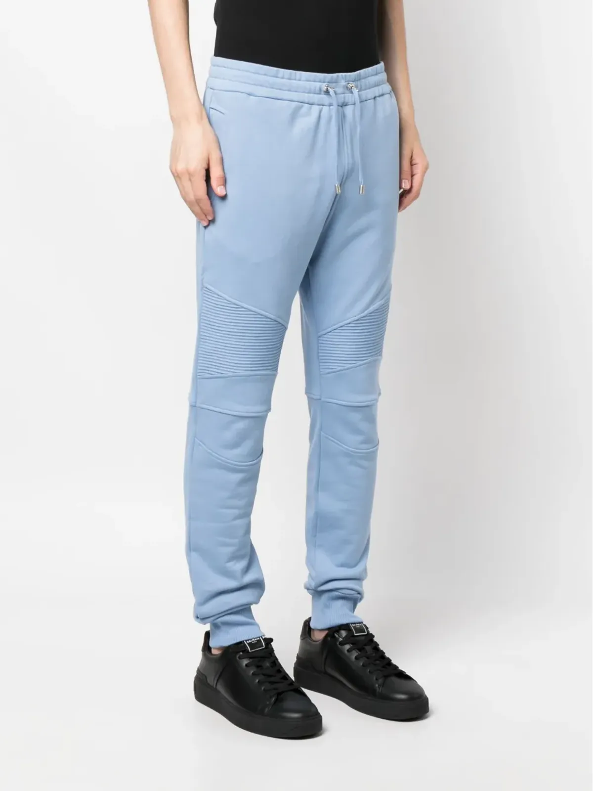 Balmain エラスティックウエスト コットン スウェットパンツ ブルー - 画像3