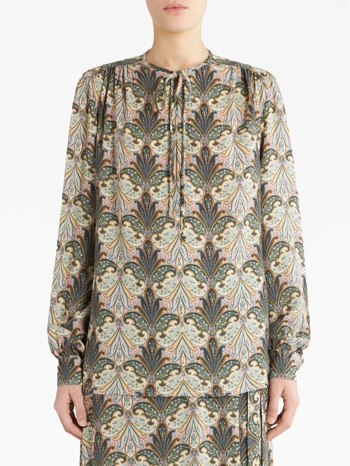 ETRO ペイズリープリント前結びブラウス - Neutrals - 画像2