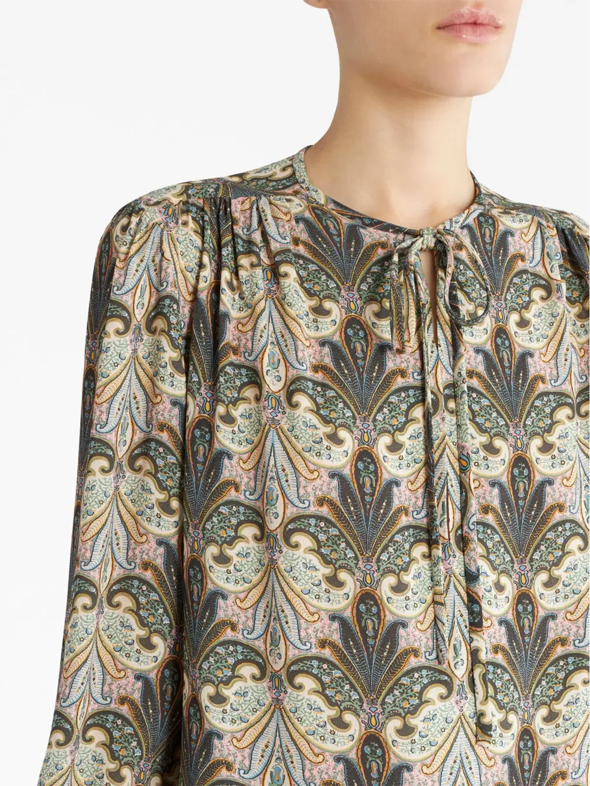 ETRO ペイズリープリント前結びブラウス - Neutrals - 画像4