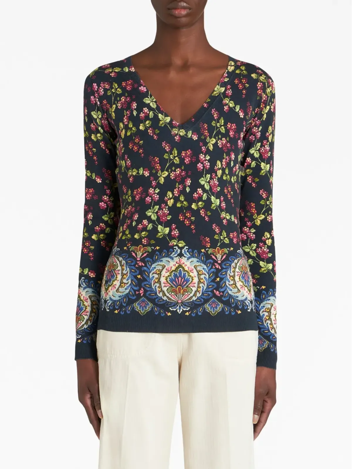 ETRO 花柄プリントのニットトップ - 画像2