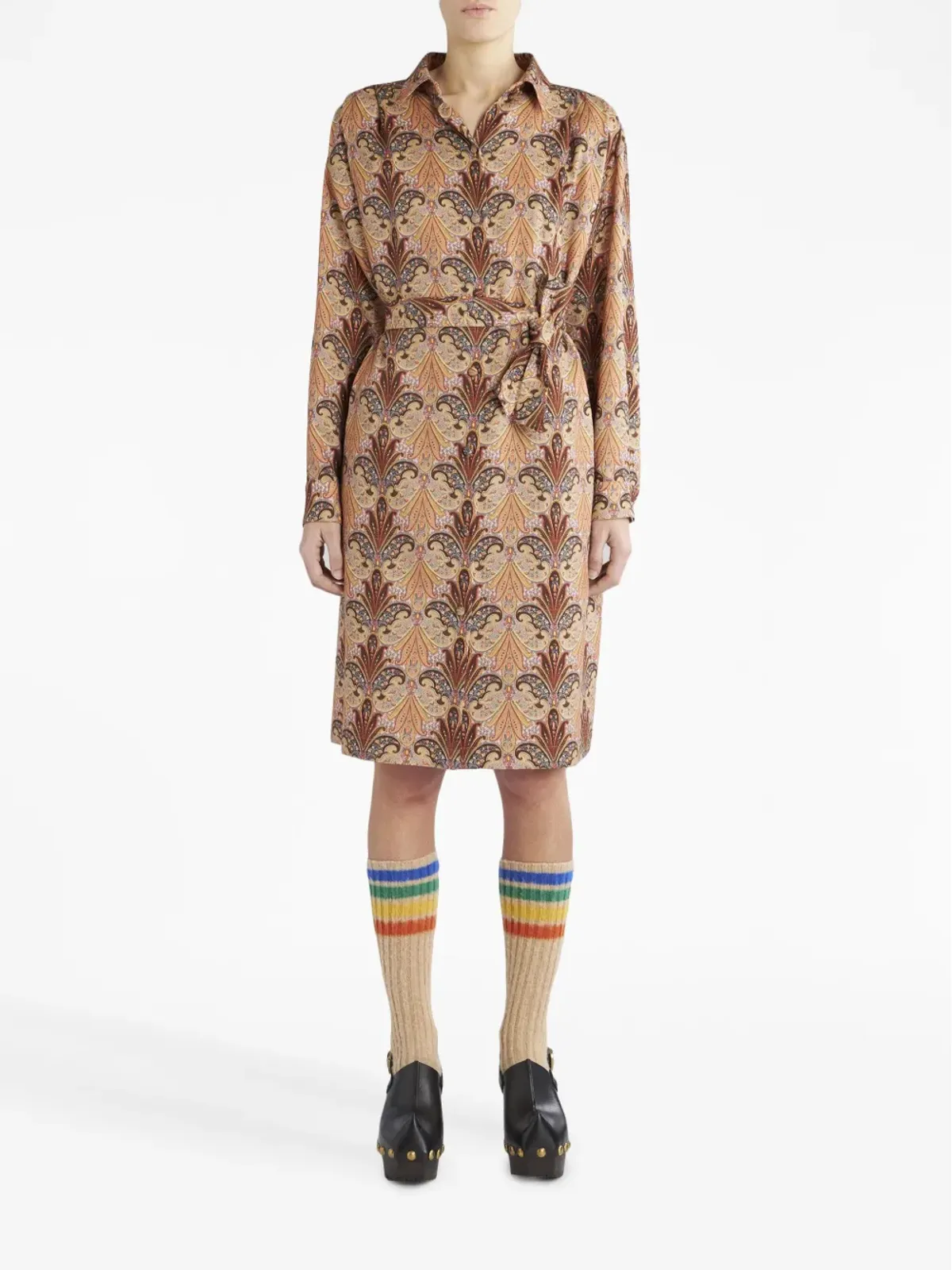 ETRO ペイズリープリント ベルテッド ミディ シャツドレス - 画像2