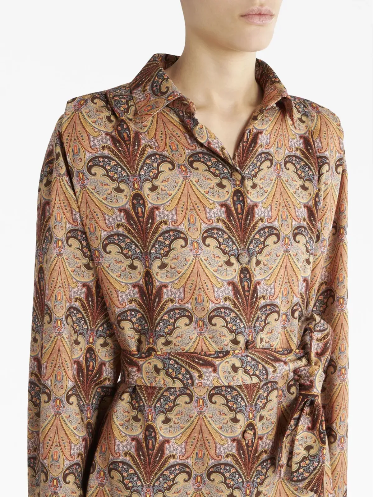 ETRO ペイズリープリント ベルテッド ミディ シャツドレス - 画像4