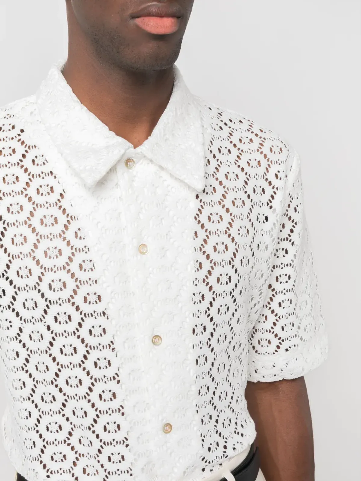 Séfr pointelle-knit shirt - White - 画像5