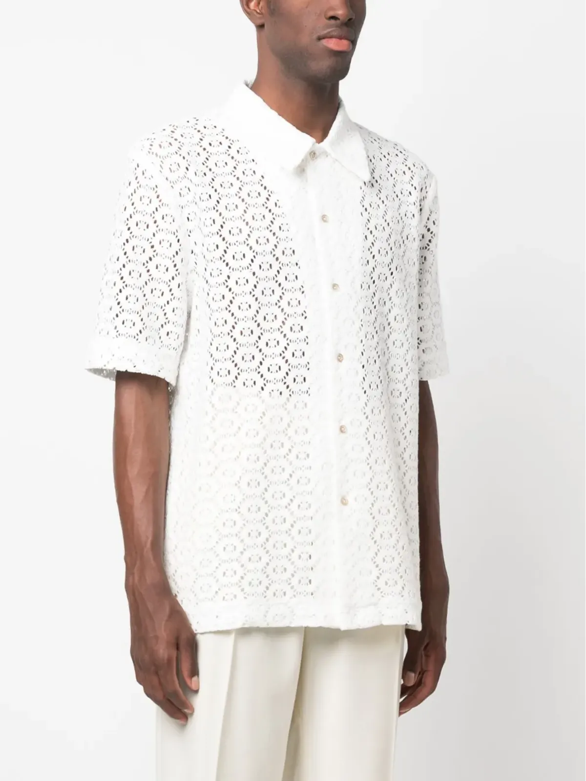 Séfr pointelle-knit shirt - White - 画像3