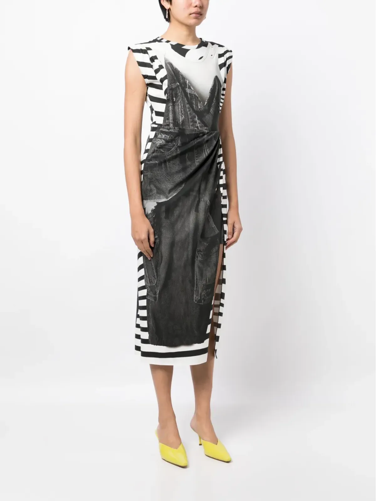 JNBY graphic-print sleeveless midi dress - Black - 画像3