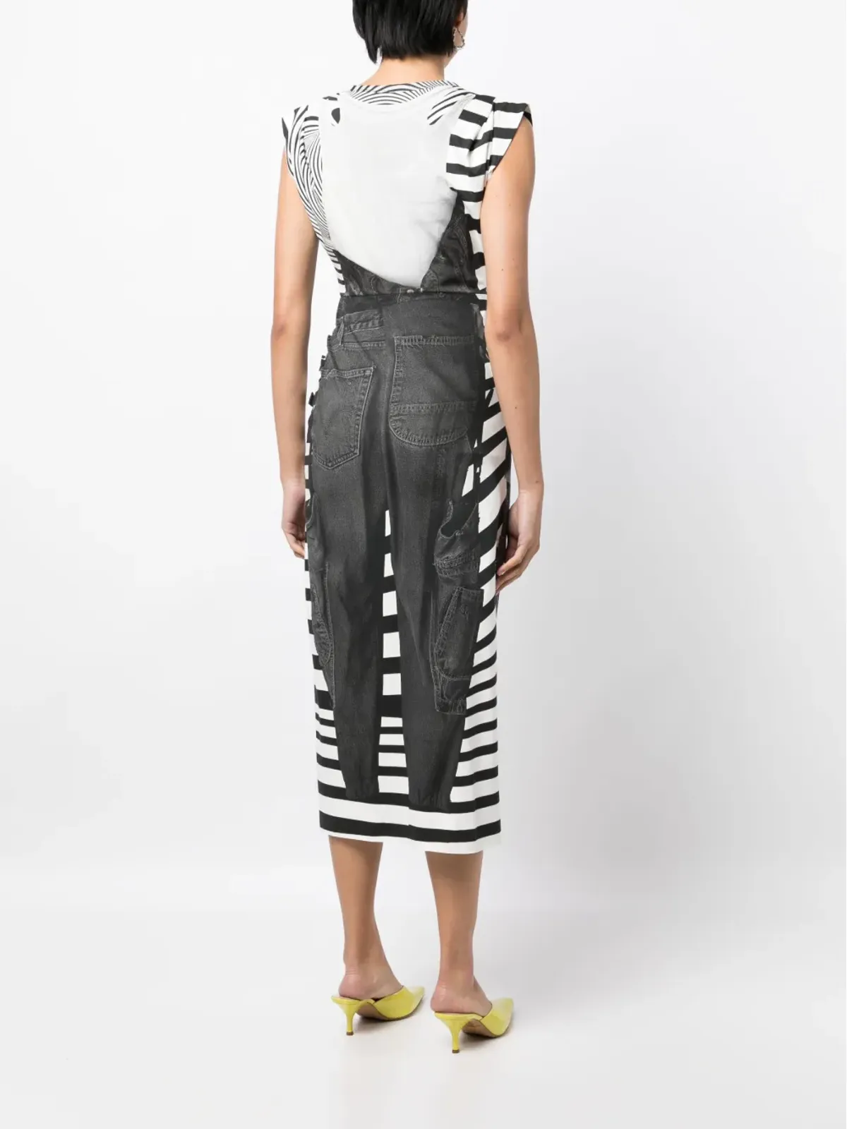JNBY graphic-print sleeveless midi dress - Black - 画像4