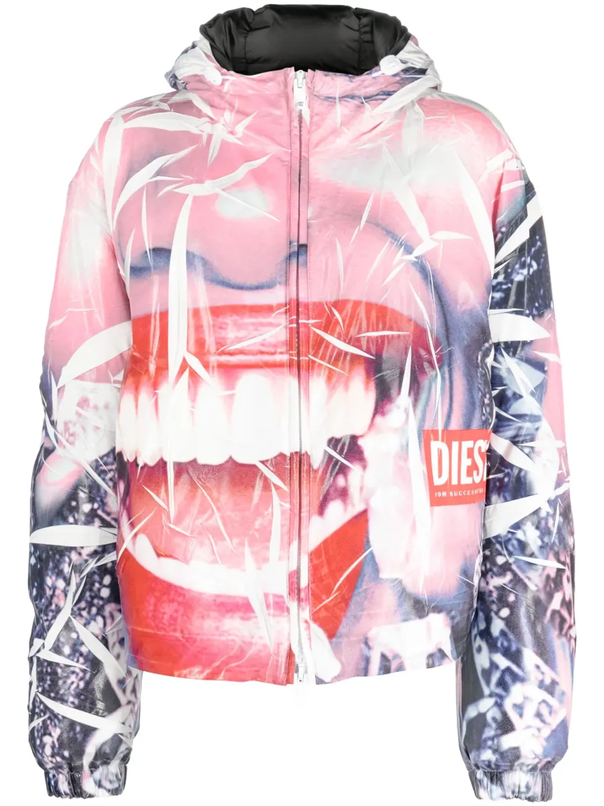 Diesel スマイリーフェイスプリントジャケット ピンク - 画像1