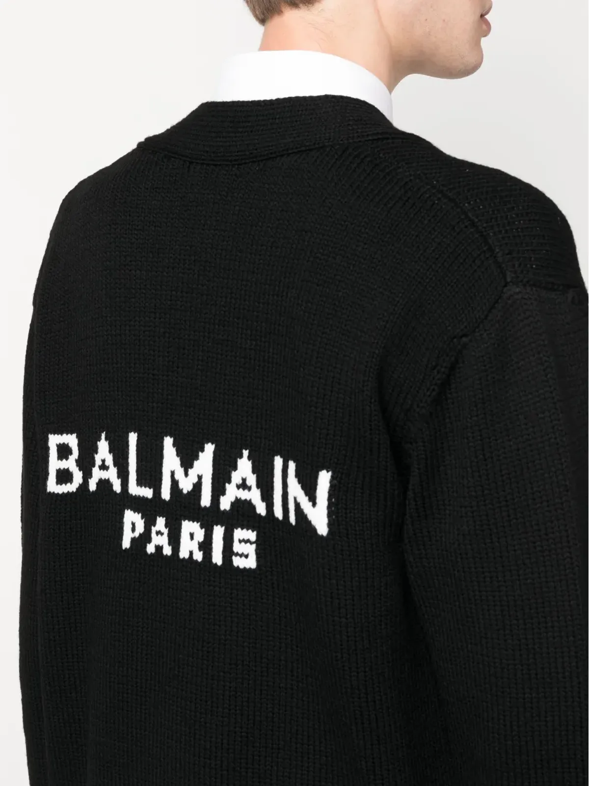 Balmain ロゴ入りインターシャカーディガン - ブラック - 画像4