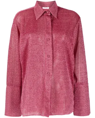 Oséree Lumière Lurex buttoned blouse - Red - サムネイル1