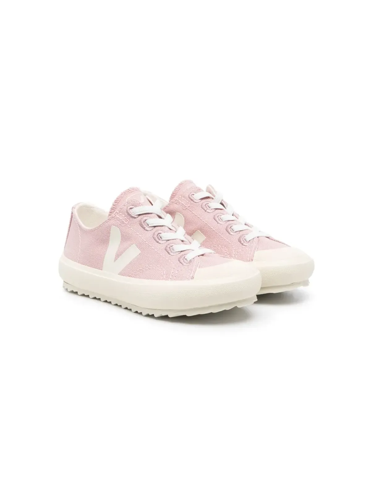 VEJA Kids logo-patch canvas sneakers - Pink - 画像1