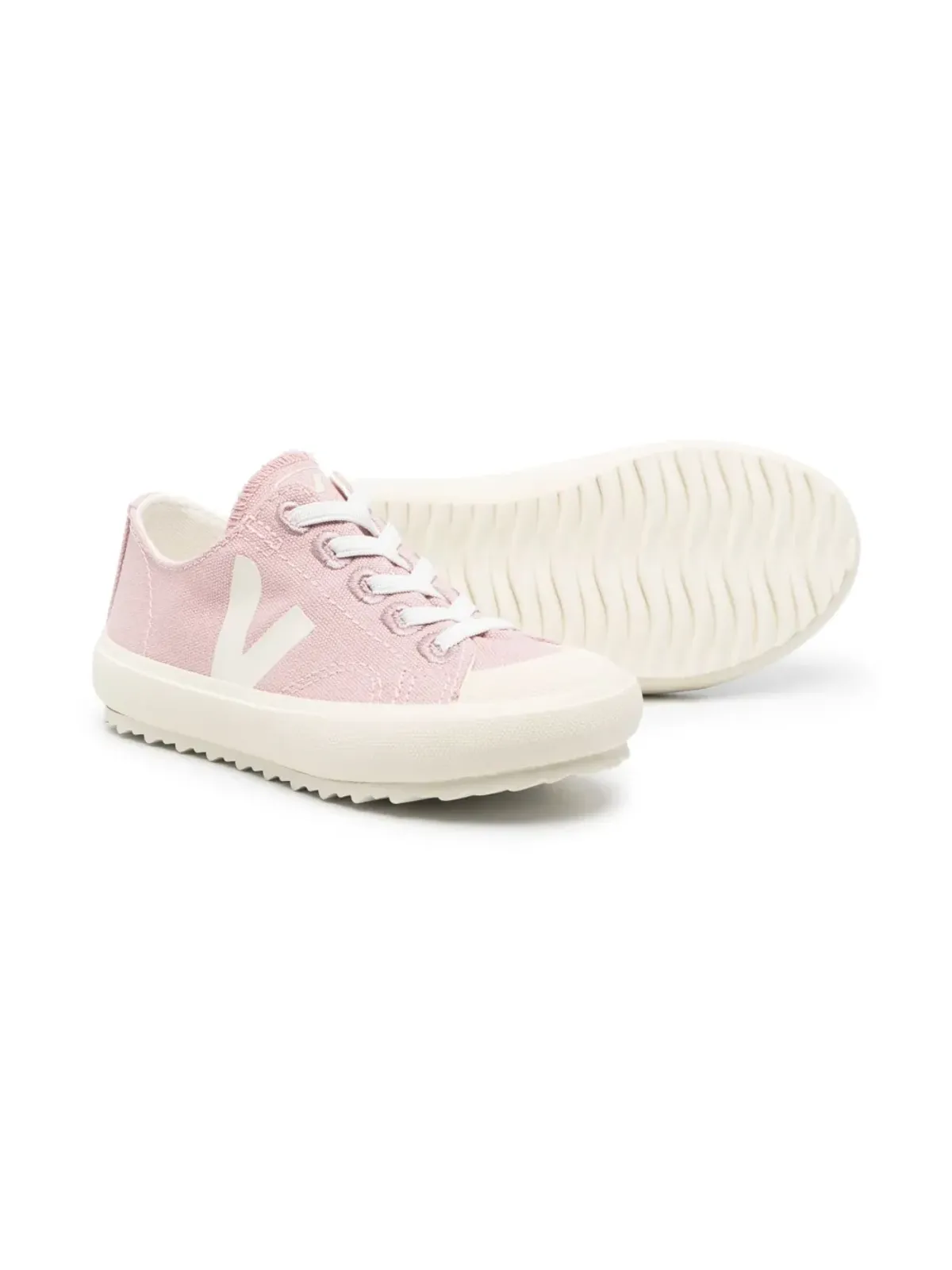 VEJA Kids logo-patch canvas sneakers - Pink - 画像2