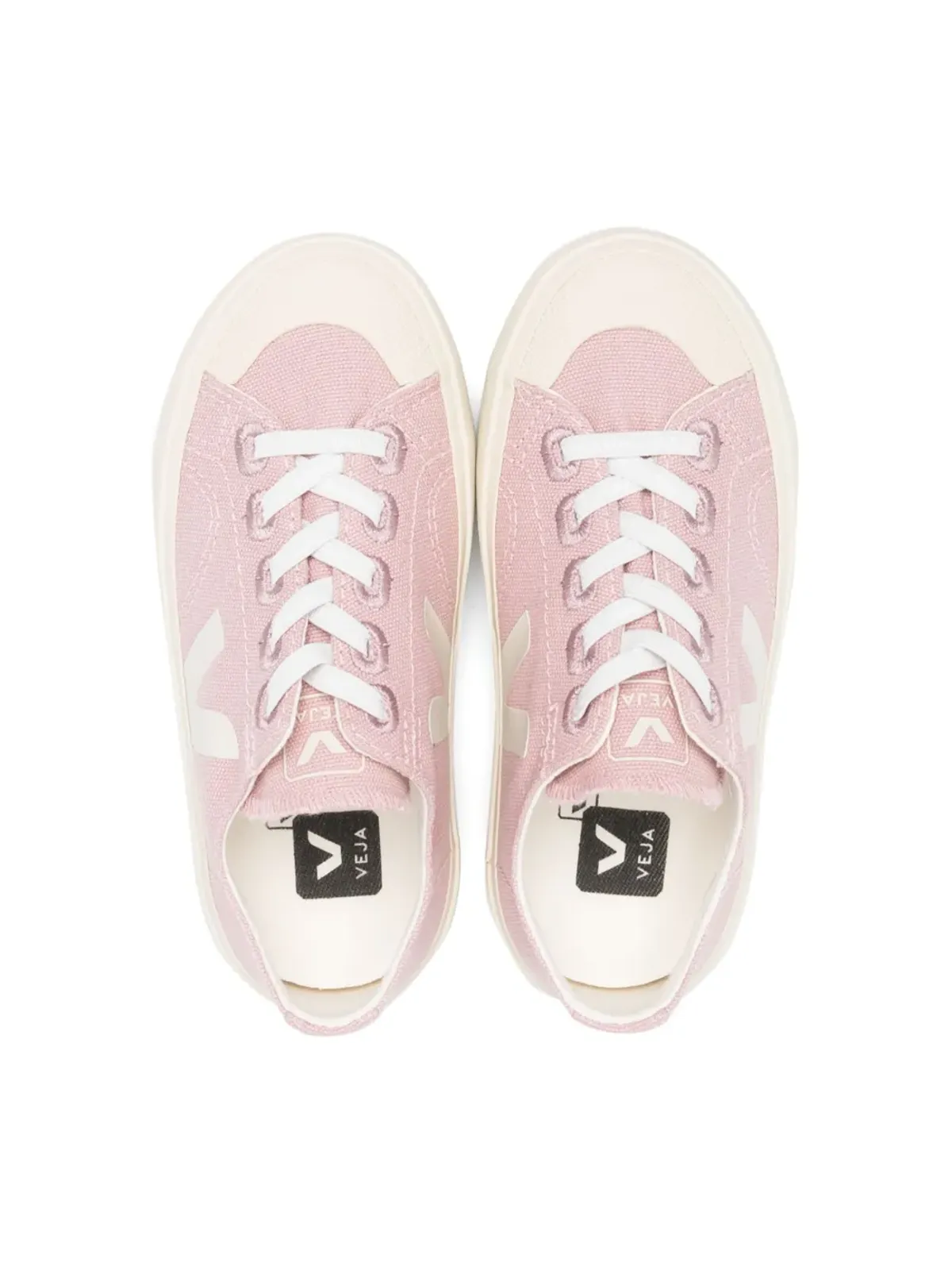 VEJA Kids logo-patch canvas sneakers - Pink - 画像3