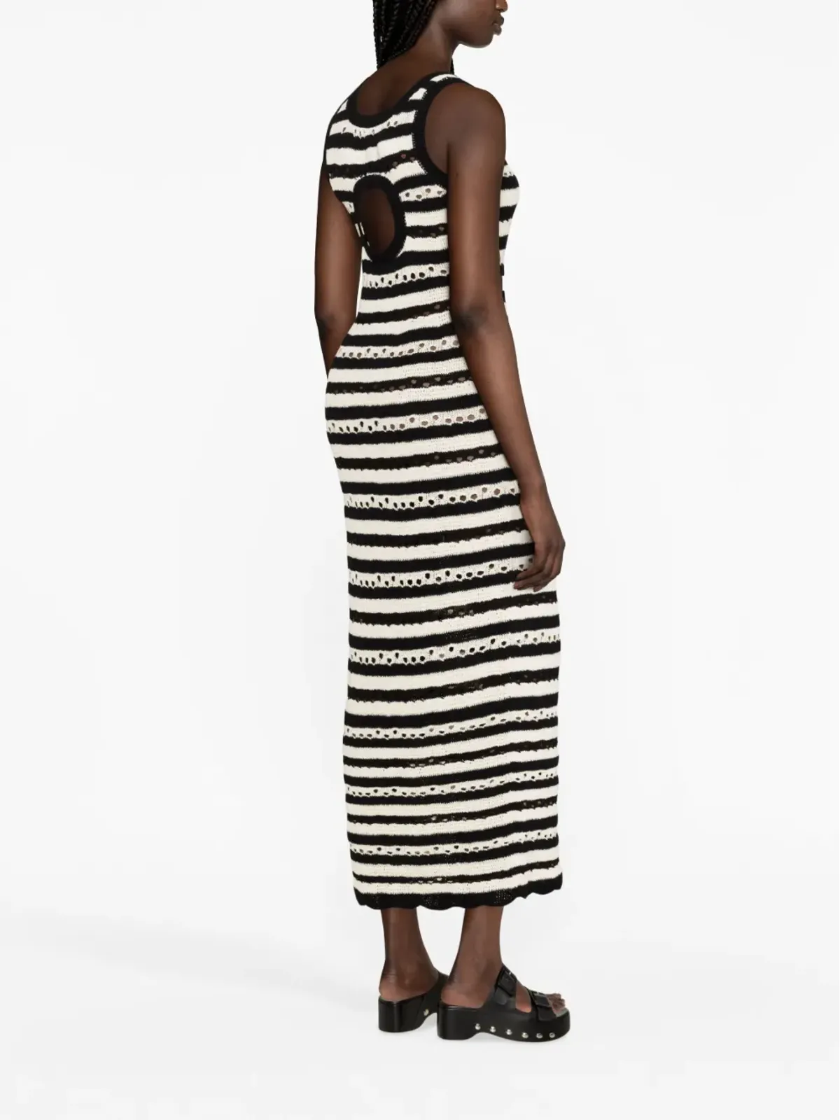 Sonia Rykiel ストライプ柄オープンワークのマキシドレス - 画像2
