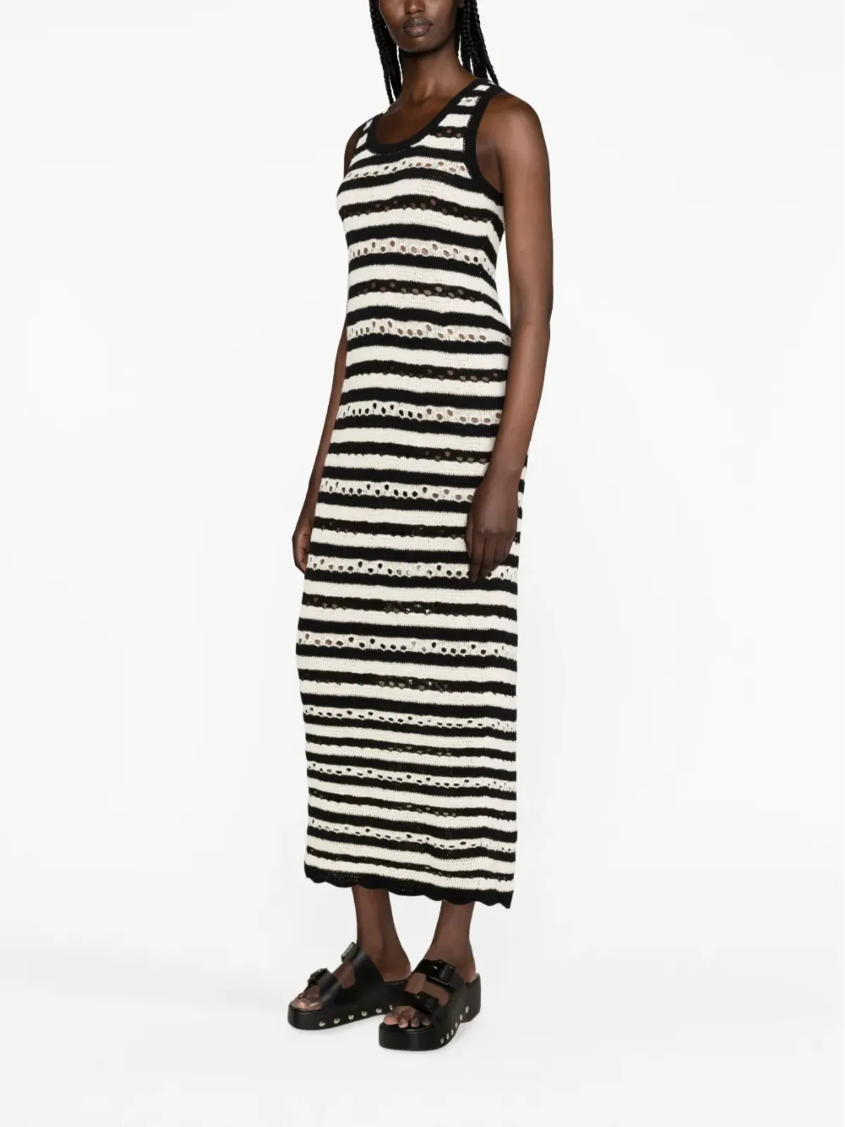 Sonia Rykiel ストライプ柄オープンワークのマキシドレス - 画像4