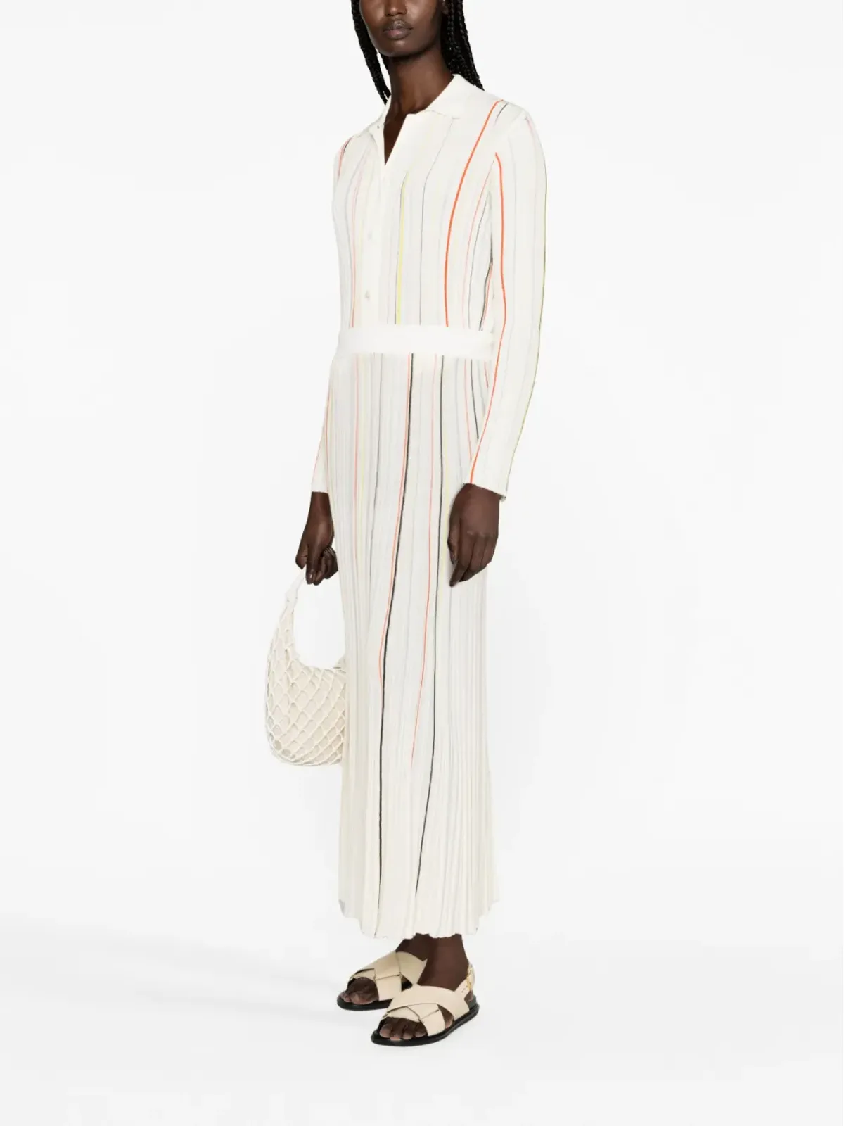 Sonia Rykiel striped pleated maxi skirt - White - 画像2