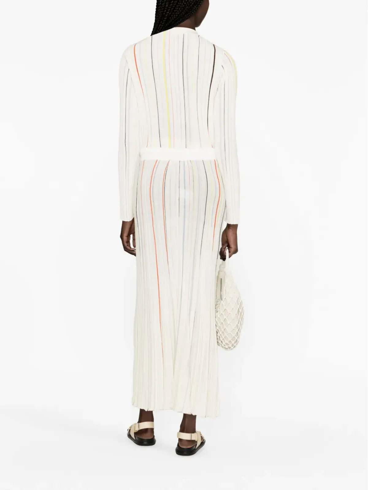 Sonia Rykiel striped pleated maxi skirt - White - 画像3