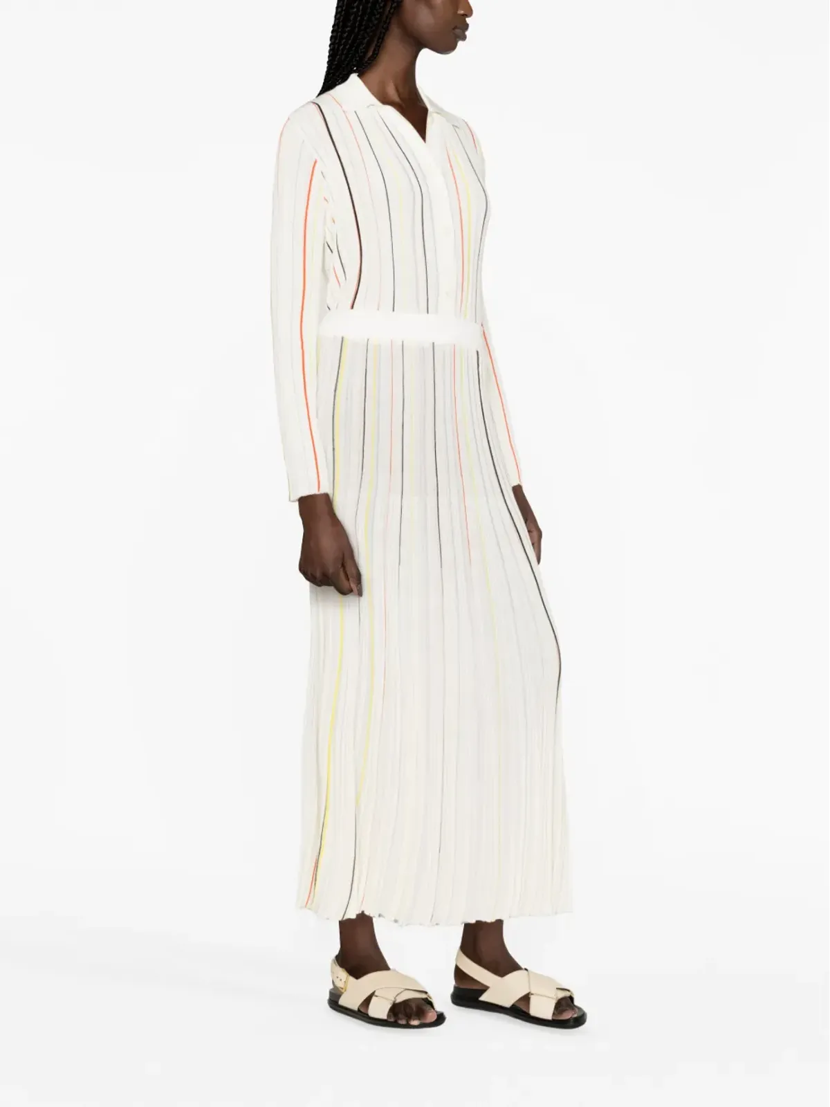 Sonia Rykiel striped pleated maxi skirt - White - 画像4