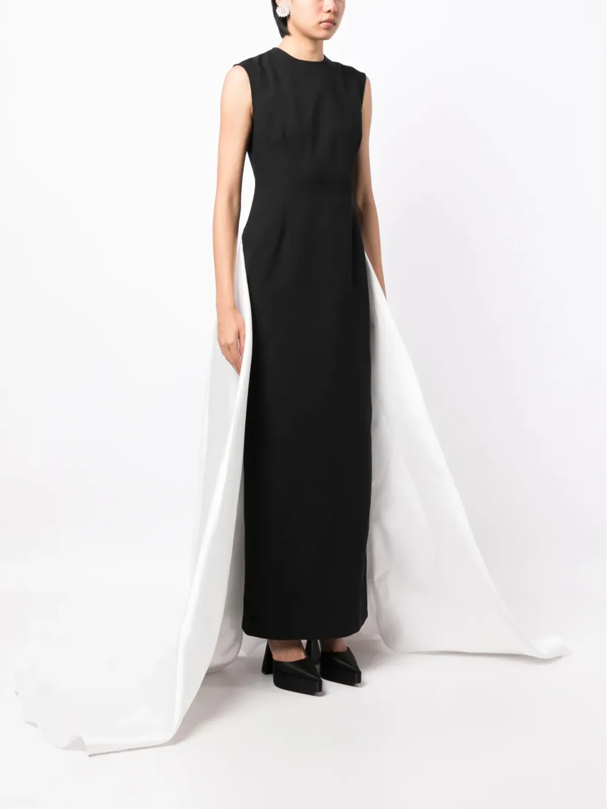 Solace London Flor ノースリーブ トレインドレス - ブラック - 画像3