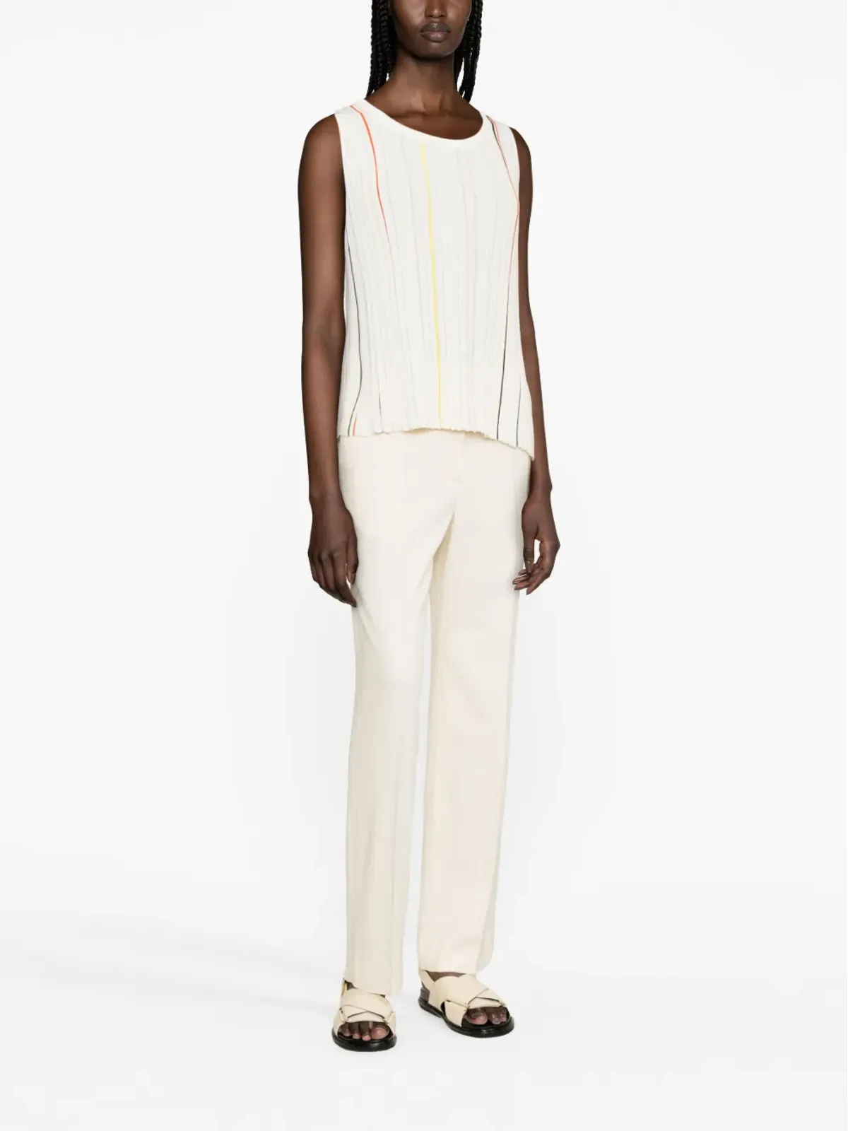 Sonia Rykiel ストライプ入りコットン混紡タンクトップ - 画像2
