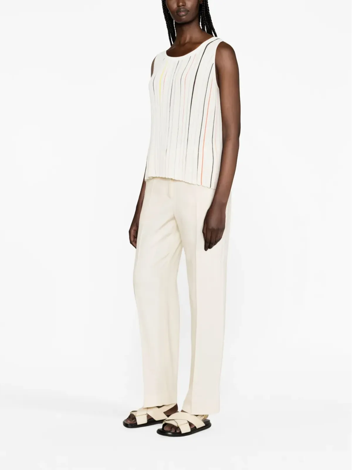 Sonia Rykiel ストライプ入りコットン混紡タンクトップ - 画像3