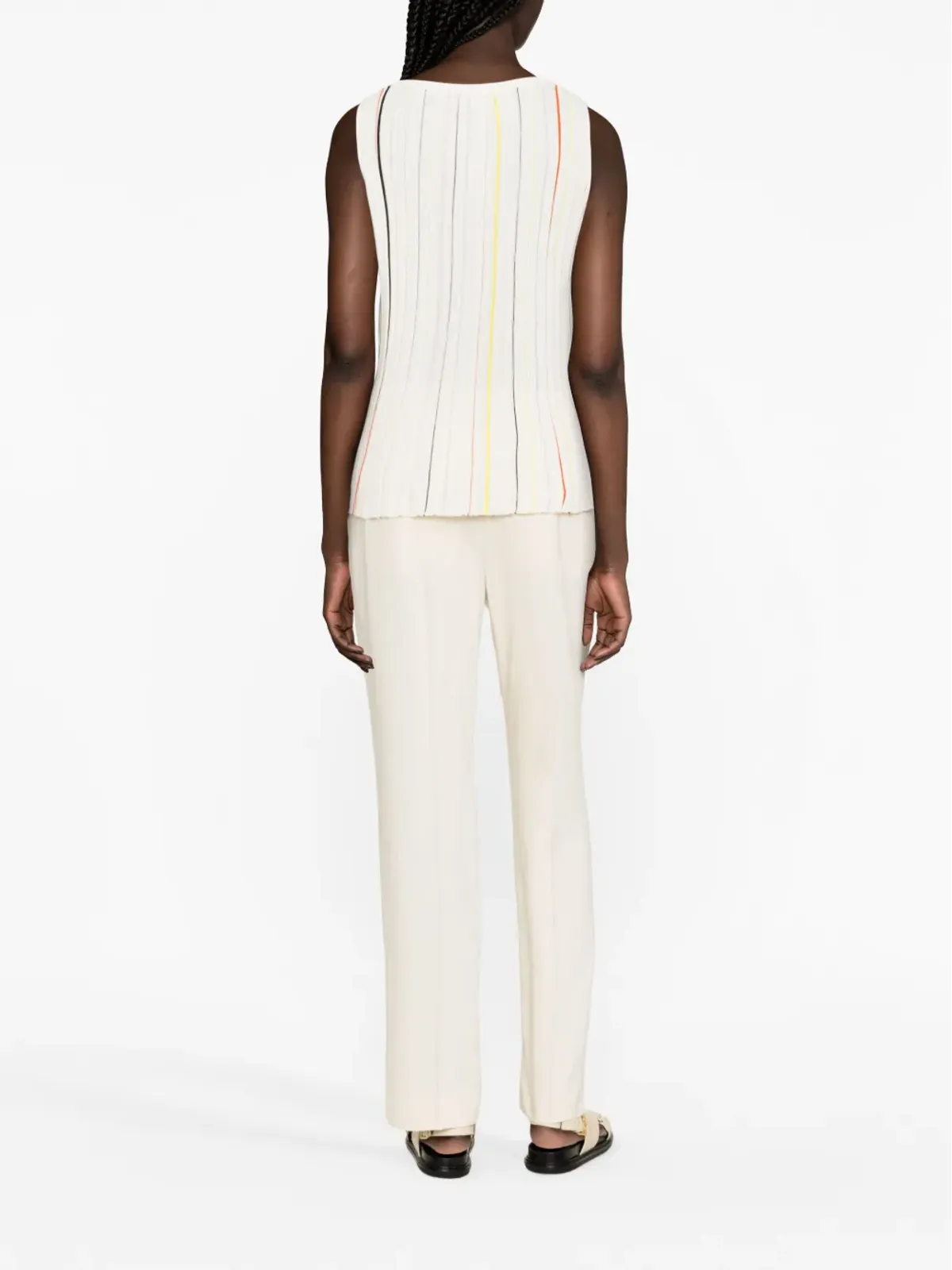 Sonia Rykiel ストライプ入りコットン混紡タンクトップ - 画像4